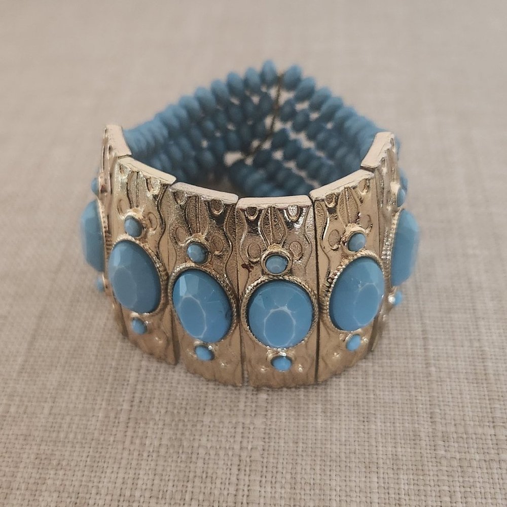 Cleopatra Boho Stretch Turquise and Gold Arm Band Bracelet